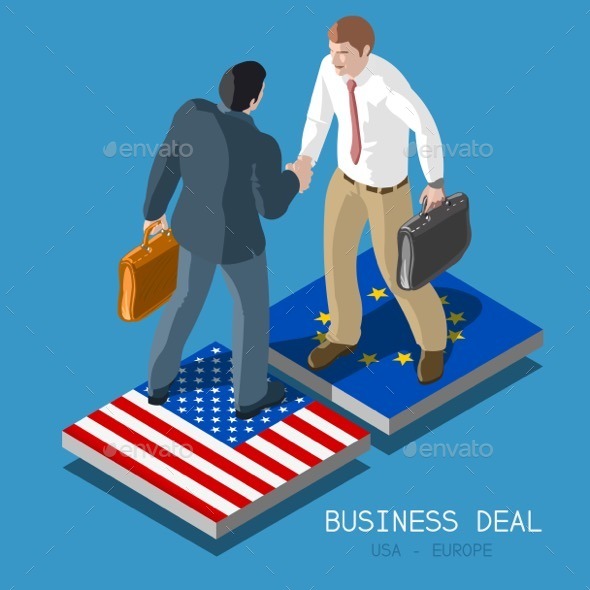 GraphicRiver USA Europe Deal People Isometric 11827666 GraphicRiver USA Europe Deal People Isometric 11827666