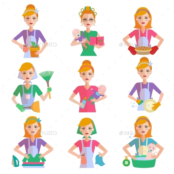 GraphicRiver Housewife Icon Set 11827682 GraphicRiver Housewife Icon Set 11827682
