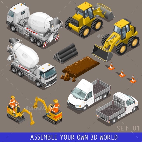 GraphicRiver City Construction Transport Isometric Icons 11827699 GraphicRiver City Construction Transport Isometric Icons 11827699