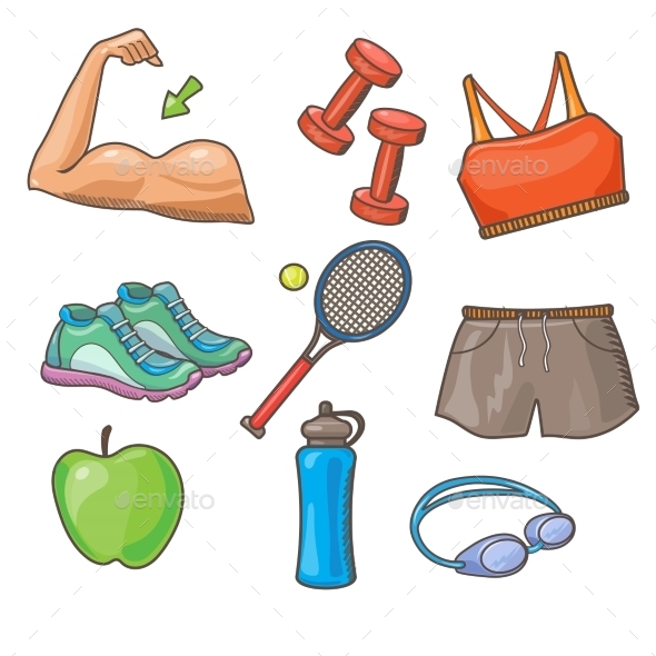 GraphicRiver Vector Flat Icons Set Of Fitness Tools 11828207 GraphicRiver Vector Flat Icons Set Of Fitness Tools 11828207