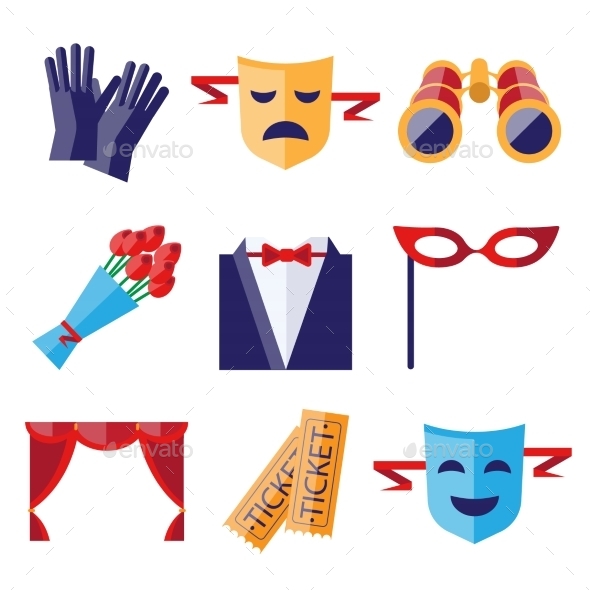 GraphicRiver Theater Performance Decorative Icons Set 11828211 GraphicRiver Theater Performance Decorative Icons Set 11828211