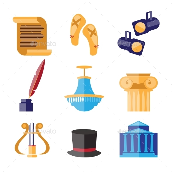 GraphicRiver Theater Performance Decorative Icons Set 11828212 GraphicRiver Theater Performance Decorative Icons Set 11828212