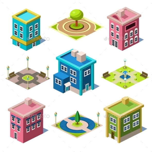 GraphicRiver Set Of The Isometric City Buildings And Shops 11828698 GraphicRiver Set Of The Isometric City Buildings And Shops 11828698