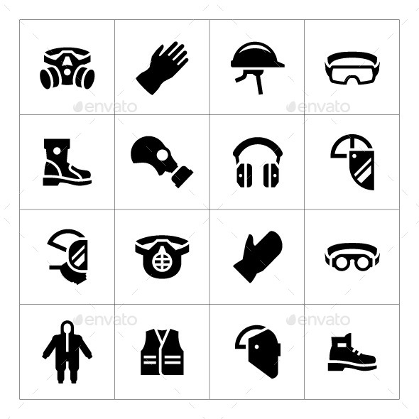 Set Icons of Personal Protective Equipment (Man-made objects)