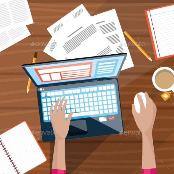 GraphicRiver Top View Of Businessman On His Workplace 11831970 GraphicRiver Top View Of Businessman On His Workplace 11831970