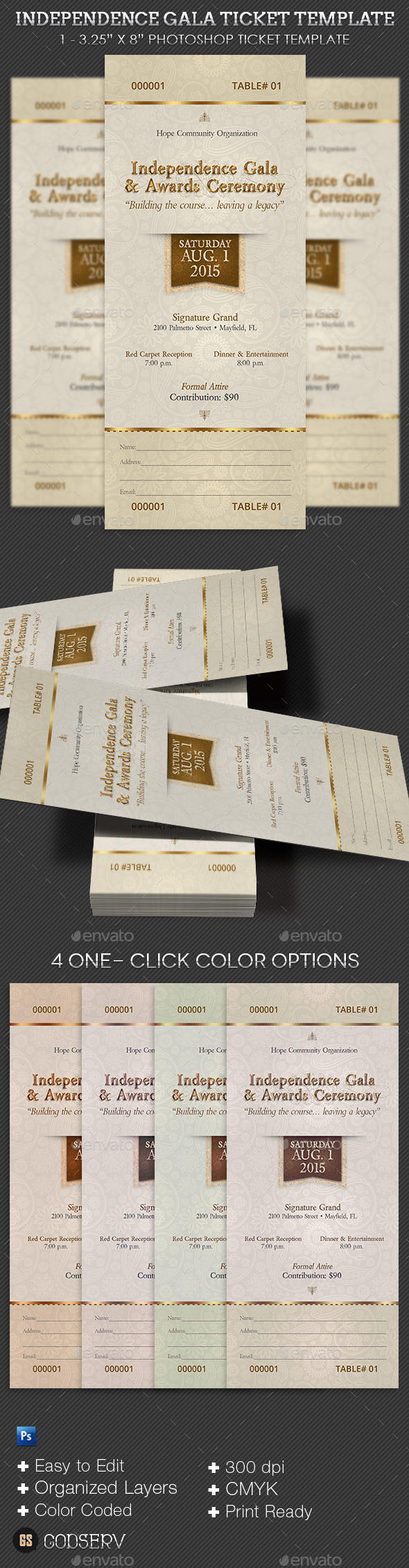 Independence Gala Ticket Template