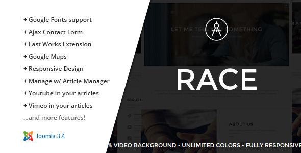 Race :: Creative One Page Joomla Template