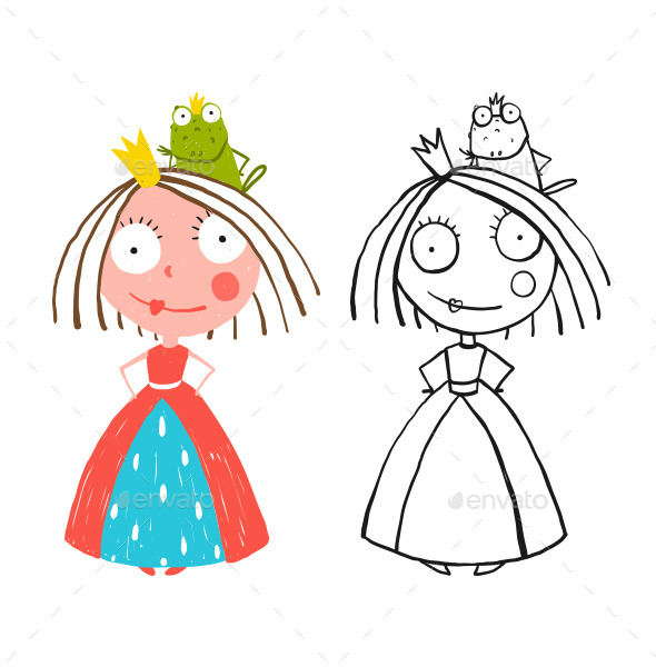 GraphicRiver Little Princess Standing with Prince Frog Sitting 11839904 GraphicRiver Little Princess Standing with Prince Frog Sitting 11839904