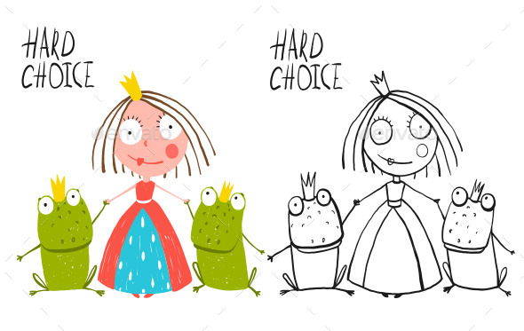 GraphicRiver Princess Making Choice between Two Prince Frogs 11839939 GraphicRiver Princess Making Choice between Two Prince Frogs 11839939