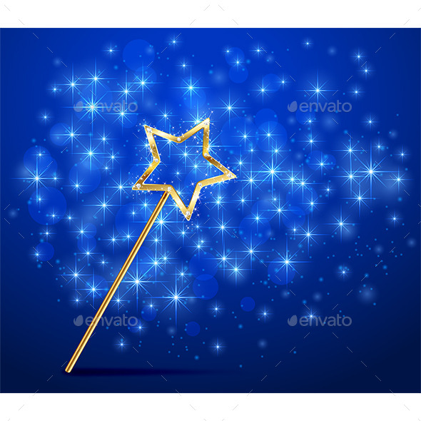 GraphicRiver Sparkle Magic Wand on Blue Background 11840015 GraphicRiver Sparkle Magic Wand on Blue Background 11840015