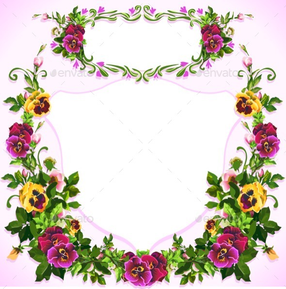 GraphicRiver Watercolor Pansy Bouquet Label 11841767 GraphicRiver Watercolor Pansy Bouquet Label 11841767