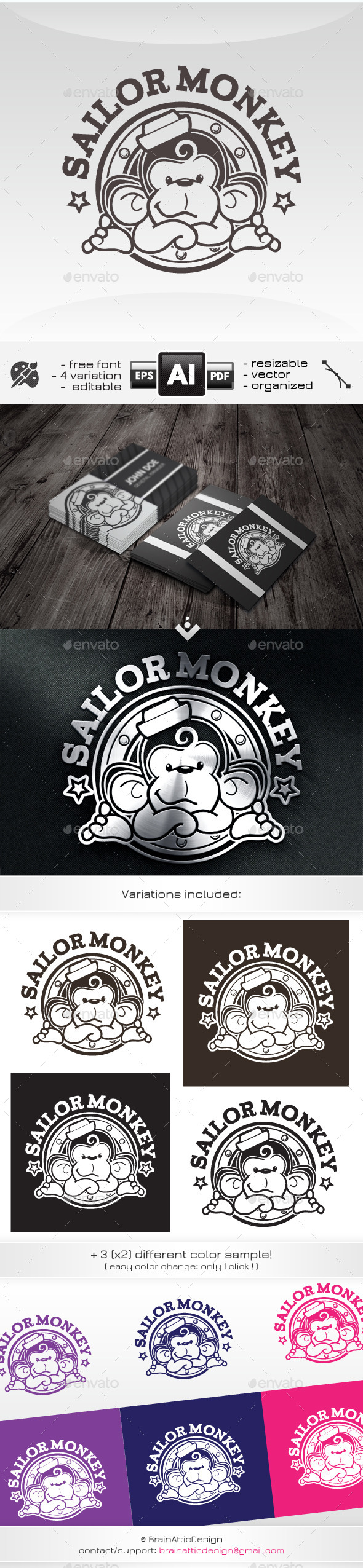 GraphicRiver Sailor Monkey Cute Sailing Mascot Logo 11842590 GraphicRiver Sailor Monkey Cute Sailing Mascot Logo 11842590