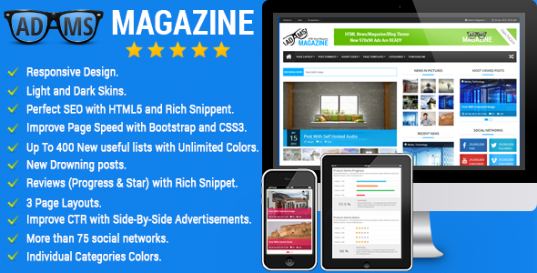 Adams Magazine - Responsive Magazine/Blog Theme