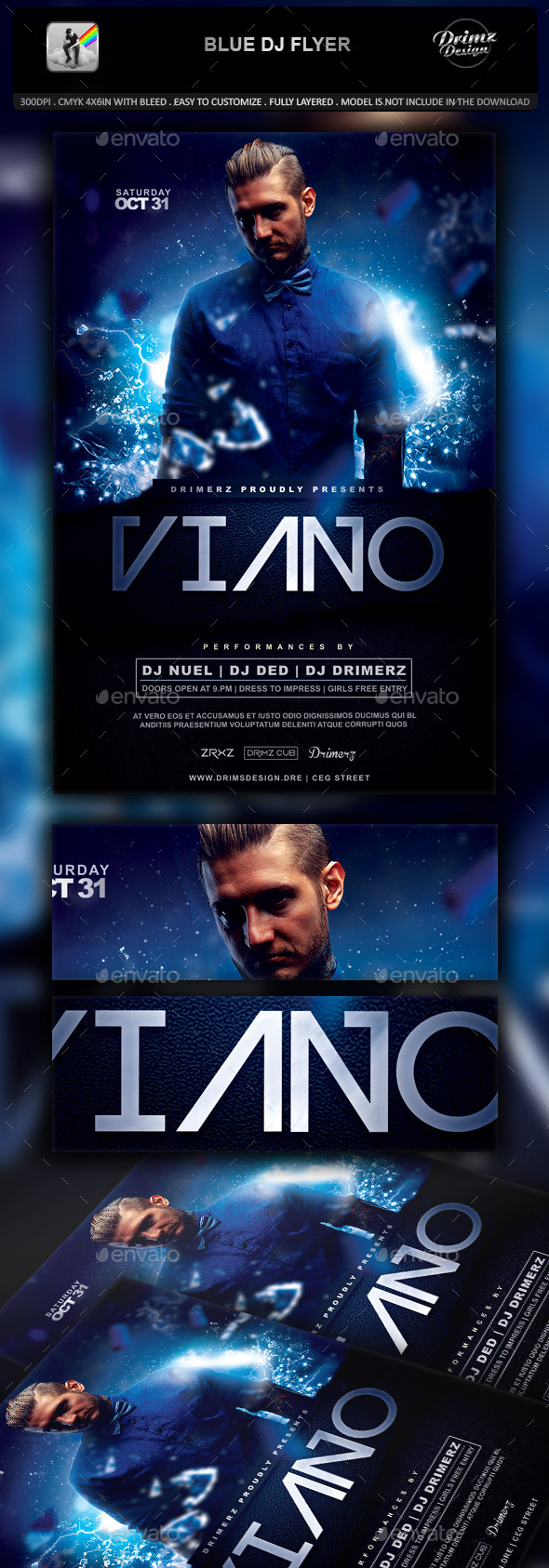 GraphicRiver Blue DJ Flyer 11843781 GraphicRiver Blue DJ Flyer 11843781
