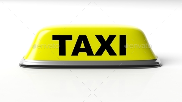 Yellow taxi car roof sign isolated on white background (Misc) Photo Download