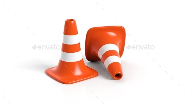 Orange traffic cones isolated on white background (Misc) Photo Download