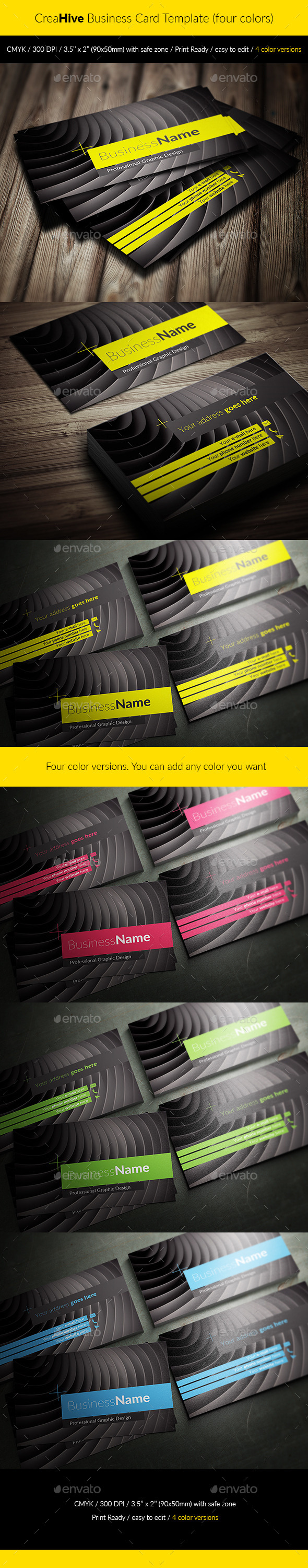 GraphicRiver CreaHive Business Card four colors 11847175 GraphicRiver CreaHive Business Card four colors 11847175