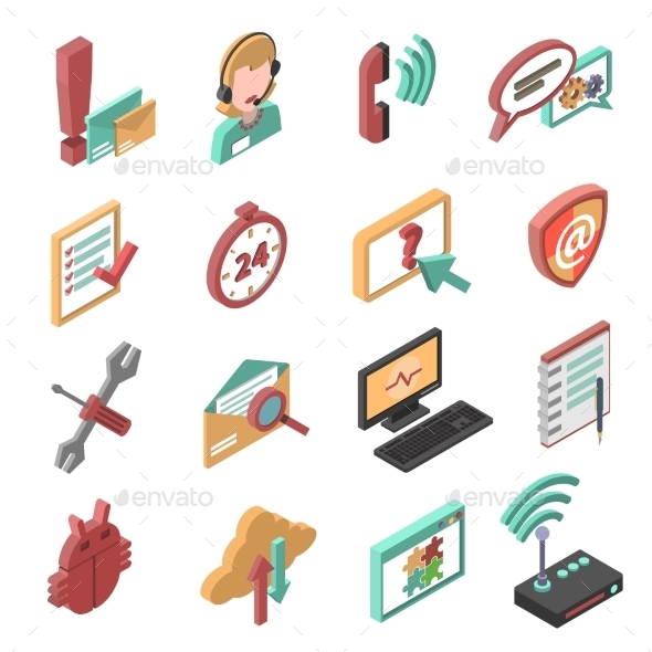 GraphicRiver Support Isometric Icons Set 11848501