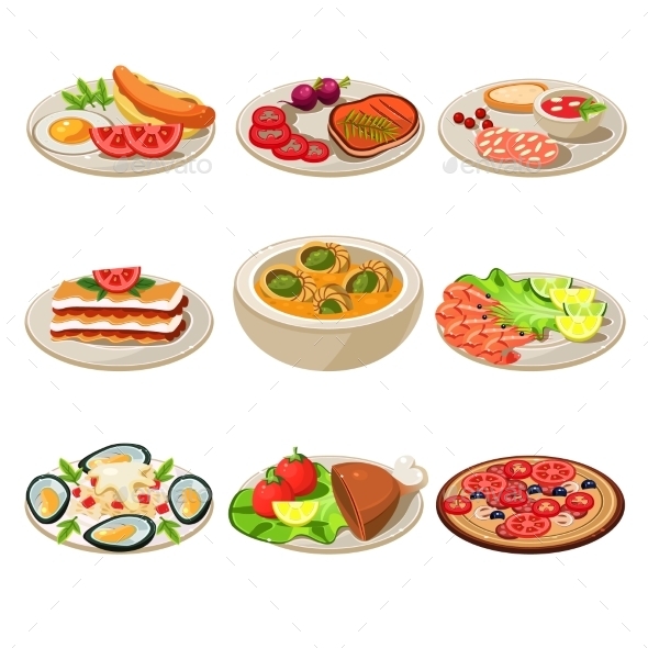 GraphicRiver Set of Food Icons European Lunch 11848624 GraphicRiver Set of Food Icons European Lunch 11848624