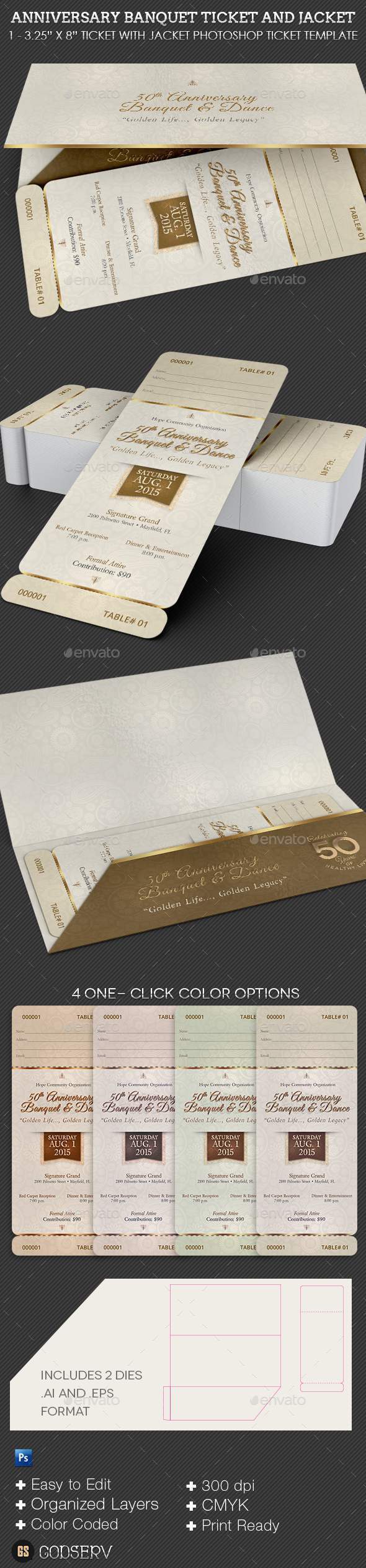 Anniversary Banquet Ticket and Jacket Template