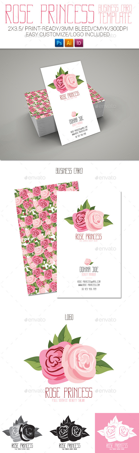 GraphicRiver Rose Princess Business Card 11854898 GraphicRiver Rose Princess Business Card 11854898
