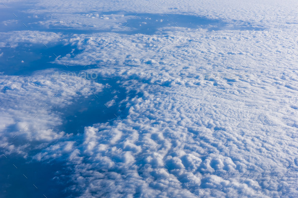 White clouds. Beautiful blue sky sea, a view from an aeroplane (Misc) Photo Download