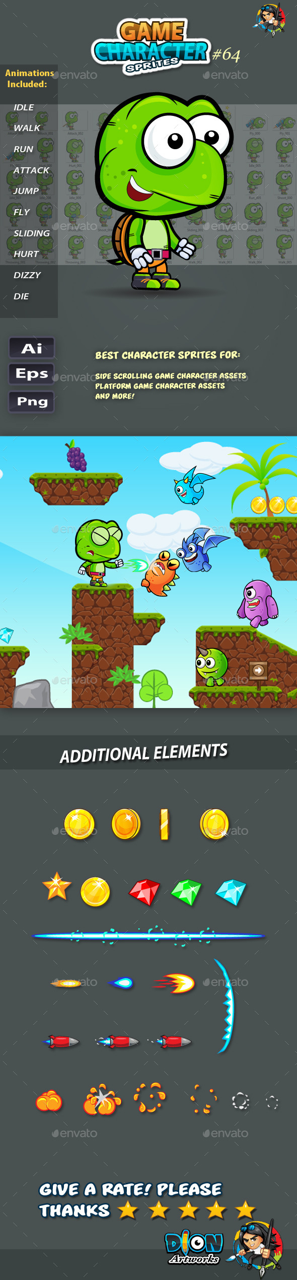 GraphicRiver Turtle 2D Game Character Sprites 64 11855654 GraphicRiver Turtle 2D Game Character Sprites 64 11855654