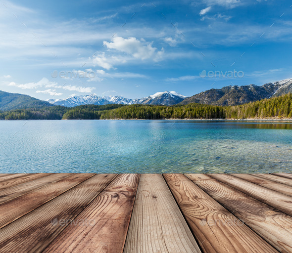 Wooden planks background with lake, Germany (Misc) Photo Download