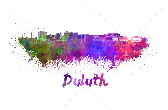 Duluth skyline in watercolor (Misc) Photo Download