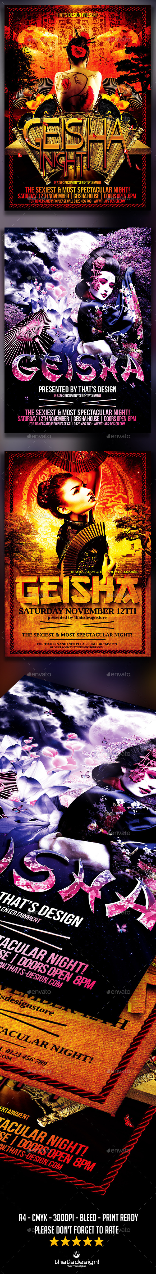 GraphicRiver Geisha Party Flyer Bundle 11859047 GraphicRiver Geisha Party Flyer Bundle 11859047