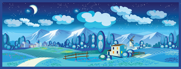 GraphicRiver Countryside at Night 11862450 GraphicRiver Countryside at Night 11862450
