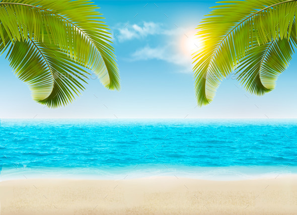 GraphicRiver Vacation Background Beach With Palm Trees 11862898 GraphicRiver Vacation Background Beach With Palm Trees 11862898