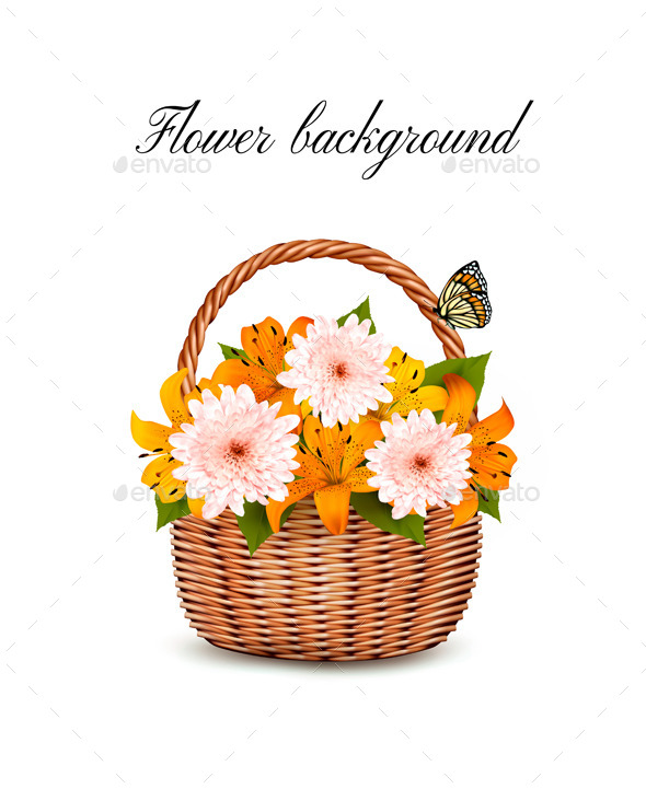 GraphicRiver Summer Background Basket Full Of Flowers 11862994 GraphicRiver Summer Background Basket Full Of Flowers 11862994