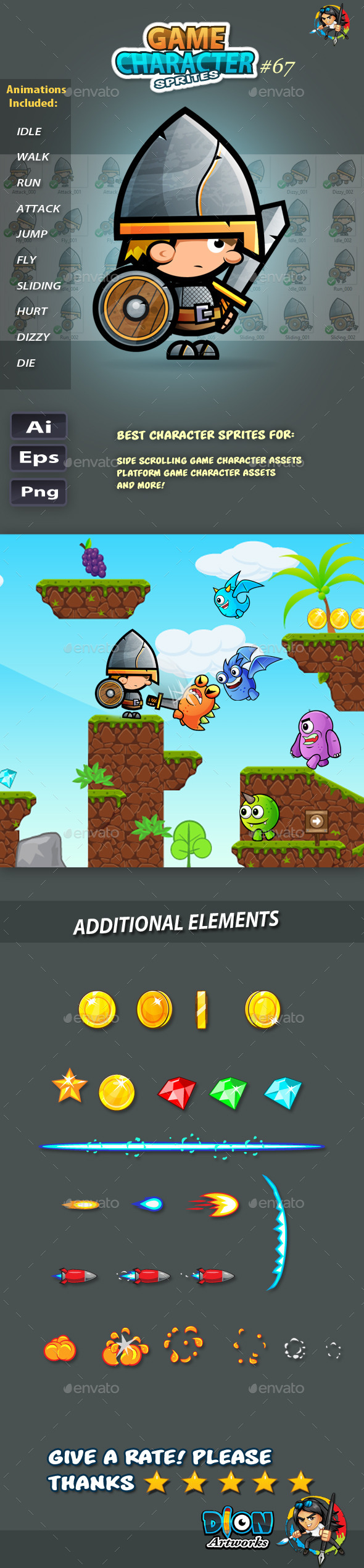 GraphicRiver Knight Warrior 2D Game Character Sprites 67 11865535 GraphicRiver Knight Warrior 2D Game Character Sprites 67 11865535