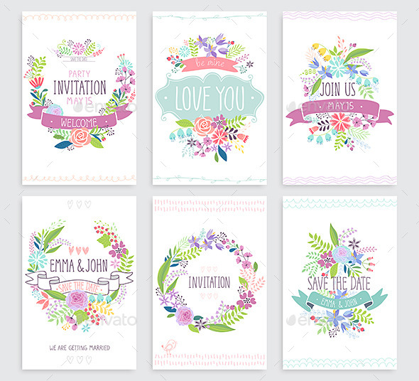 GraphicRiver Romantic Floral Hand Drawn Card Set 11865676 GraphicRiver Romantic Floral Hand Drawn Card Set 11865676
