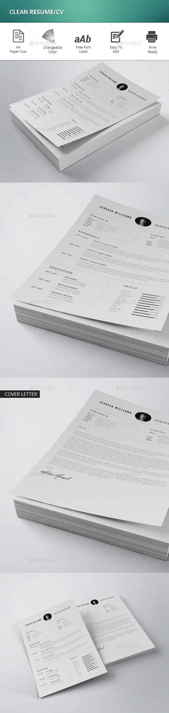 GraphicRiver Clean Resume CV 11866474 GraphicRiver Clean Resume CV 11866474