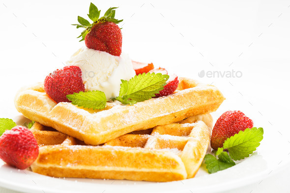 waffle with strawberry (Misc) Photo Download