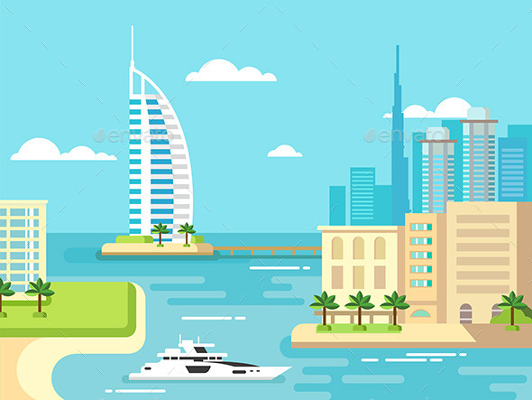 GraphicRiver Dubai City Beach Skyline 11867144 GraphicRiver Dubai City Beach Skyline 11867144
