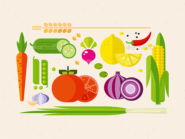 GraphicRiver Vegetables in Flat Style 11867606 GraphicRiver Vegetables in Flat Style 11867606