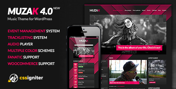 Muzak - Music WordPress theme