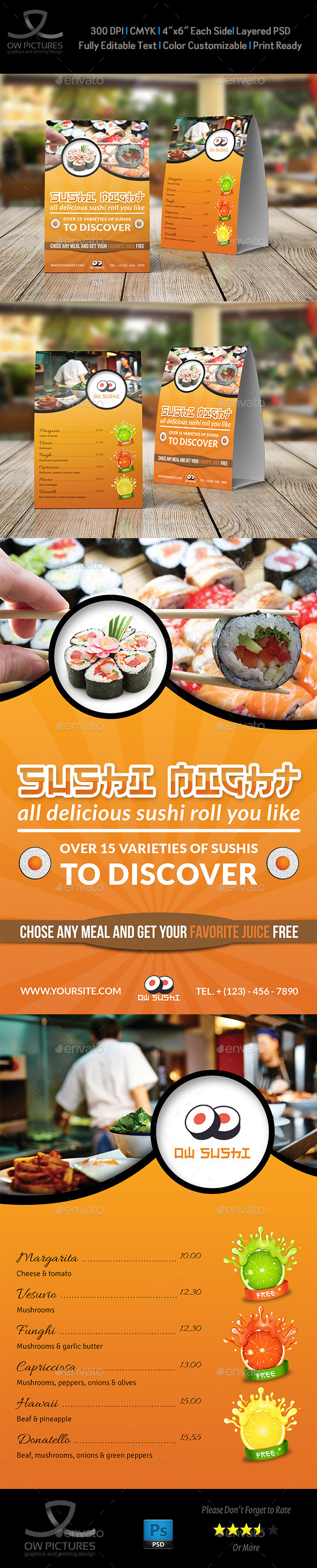 GraphicRiver Sushi Restaurant Table Tent Template 11869206 GraphicRiver Sushi Restaurant Table Tent Template 11869206