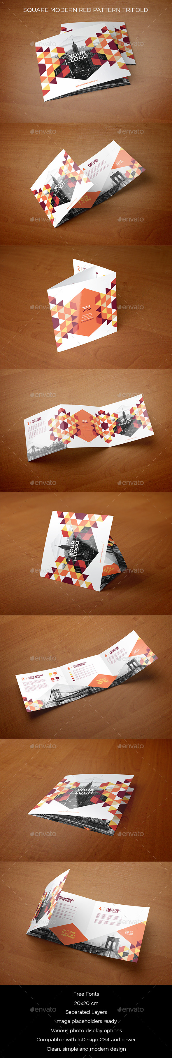 GraphicRiver Square Modern Red Pattern Trifold 11871464 GraphicRiver Square Modern Red Pattern Trifold 11871464