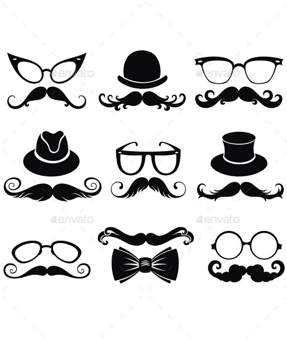 GraphicRiver Mustache Retro Party Set 11873140 GraphicRiver Mustache Retro Party Set 11873140