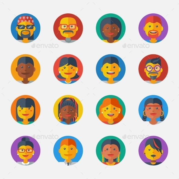 GraphicRiver Set Of Avatar Flat Design Icons Vector 11874175 GraphicRiver Set Of Avatar Flat Design Icons Vector 11874175