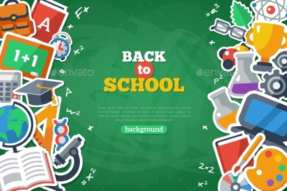 GraphicRiver Back To School Banner With Flat Icon Set 11874197 GraphicRiver Back To School Banner With Flat Icon Set 11874197