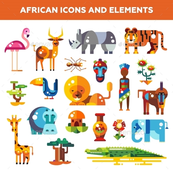 GraphicRiver Set Of Flat Design African Icons And Infographics 11874888 GraphicRiver Set Of Flat Design African Icons And Infographics 11874888
