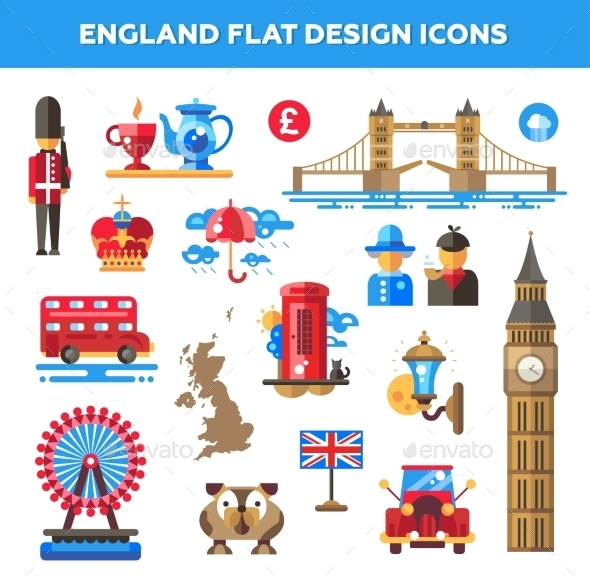 GraphicRiver Set Of Flat Design England Travel Icons 11874891 GraphicRiver Set Of Flat Design England Travel Icons 11874891