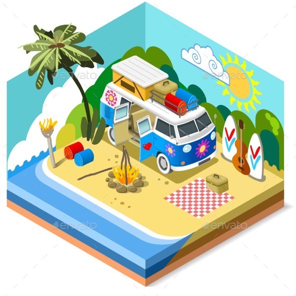 GraphicRiver Beach Life Icon 3D Isometric 11875371 GraphicRiver Beach Life Icon 3D Isometric 11875371
