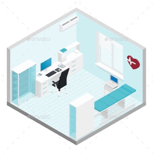 GraphicRiver Cabinet Cardiologist Isometric Room Set 11875833 GraphicRiver Cabinet Cardiologist Isometric Room Set 11875833