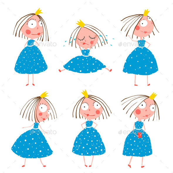 GraphicRiver Little Princess Girls in Poses Collection 11876667 GraphicRiver Little Princess Girls in Poses Collection 11876667